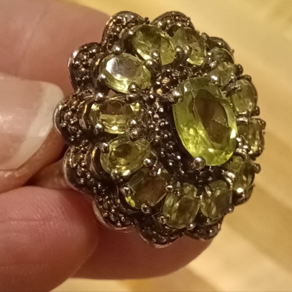 Sterling Peridot Statement Ring - image 2